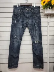 #メンズ ファッション 앤듀ジーン スリムフィットバイカーパンツ ダメージ ウォッシュ デニム