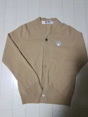 S コム・デ・ギャルソン PLAY 白ワッペン カーディガン ベージュ
