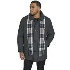 ドッカーズ メンズ アウター ジャケット・ブルゾン トール ウール コート Big Tall Dockers WoolBlend Car Coat with Plaid Scarf Charcoalのサムネイル