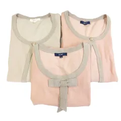 ロペ ROPE 美品 カーディガン アンサンブルニット 3点セット おまとめ ラメ リボン M ベージュ ピンク 系 1106
