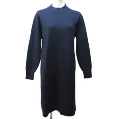 ユニクロ UNIQLO スフレヤーンモックネックワンピース ニット 長袖 ロング S 紺 ネイビー 291-450305 1213