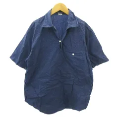 トゥモローランド TOMORROWLAND 開襟 オープンカラーシャツ ドット柄 半袖 L 紺 ネイビー 0131 IBO87