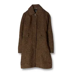 リー・ガール ウール ブレンド ブラウン 隠しボタンダウン コート