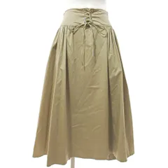 エレンディーク ELENDEEK 美品 近年 ロング フレア スカート ストレッチ レースアップ 2 ベージュ 1031