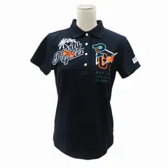 パーリーゲイツ PEARLY GATES ゴルフウエア ポロシャツ 半袖 プリント 刺繍 0 S 紺 ネイビー /NM13 IBO83