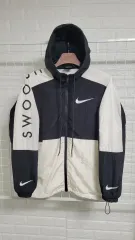 M-100 NIKEナイキ 黒白 エアジョーダン1 ビックスウォッシュロゴ フード一体型ウィンドブレーカー