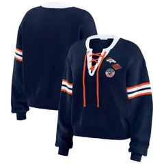 ウェア バイ エリン アンドルーズ レディース アウター ニット・セーター レース Womens WEAR by Erin Andrews Navy Denver Broncos LaceUp Sweater Denavy ネイビー