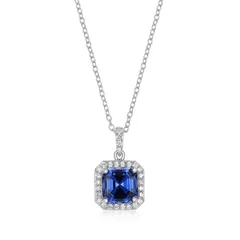 アンブランデッド レディース アクセサリー ネックレス・チョーカー・ペンダントトップ レース Unbranded Sterling Silver Sapphire 14 CaratW LabGrown Diamond Pendant Necklace Ster