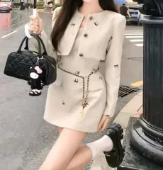 (1color) チュールツイード ノースリーブ ミニ ONE PIECE クロップド ジャケット セットアップ