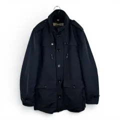 L) バーバリー ロンドン ナイロン ショート トレンチ コート ネイビー