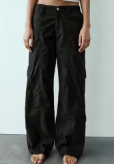 ZARAパラシュート ワイド パンツ ブラック