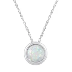 Celebration Gems レディース アクセサリー ネックレス・チョーカー・ペンダントトップ レース Celebration Gems 10k Gold 5 mm Round LabCreated Opal Pendant Necklace 10k W