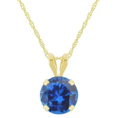Celebration Gems レディース アクセサリー ネックレス・チョーカー・ペンダントトップ レース Celebration Gems 10k Gold Round LabCreated Sapphire Pendant Necklace 10k Go