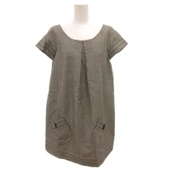 ジルスチュアート JILL STUART タグ付き ワンピース ウール 4 グレー ラメ ショートスリーブ Uネック プリーツ タック IBO79 /FF