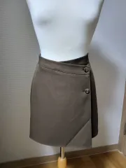 服 ダブルボタン ミニ スカート M ブラウン