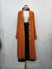 新品 ロング丈 オレンジ スウェード コートF