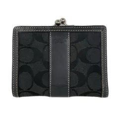 COACH(コーチ) 2つ折り財布 シグネチャー柄 黒 レザー