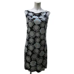 ダイアンフォンファステンバーグ DIANE von FURSTENBERG シルクワンピース ノースリーブ ひざ丈 総柄 マルチカラー 6 約M IBO79