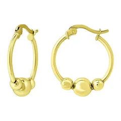 Aleure Precioso レディース アクセサリー ピアス・イヤリング Aleure Precioso Sterling Silver Graduated Beads Hoop Earrings Gold Tone ゴールド