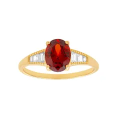 プリムローズ レディース アクセサリー リング PRIMROSE Garnet Cubic Zirconia Baguette Ringold Tone And Red レッド