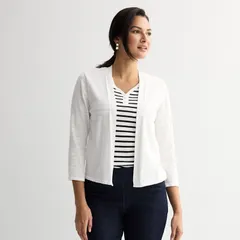 クロフト＆バロー レディース アウター ニット・セーター カーディガン Womens Croft Barrow Open Front Cardigan White ホワイト