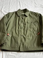 70s U.S.NAVY A-2 デッキジャケット 後期型 カーキ LARGE表記 ミントコンディションのサムネイル