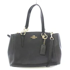 コーチ COACH 2WAY ショルダーバッグ ハンドバッグ レザー ロゴチャーム バイカラー 黒 ブラック ゴールドカラー /BB