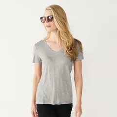 ナインウェスト レディース トップス Tシャツ Vネック Womens Nine West Essential VNeck TShirt Dark Asheather ヘザーのサムネイル