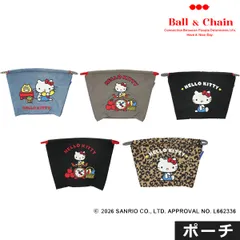 28日00時発売開始！【送料無料】Ball＆Chain ボールアンドチェーン 正規品 SANRIO HELLO KITTY POUCH サンリオ ハローキティ ポーチ Lサイズ バッグ エコバッグ トートバッグ 刺繍 ギフト A4 372000 372400