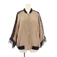 ディーゼル DIESEL ジャケット ブルゾン アウター ショート丈 ジップアップ レース 装飾 バイカラー XL グレージュ 黒 ブラック /BB