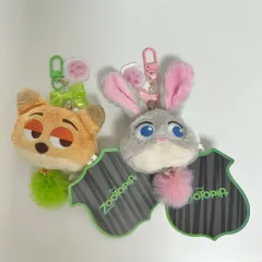 (新品) ズートピア ニック ジュディ コットンキャンディポップ ぬいぐるみ キーホルダー セット 8cm