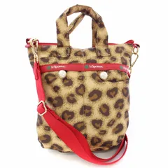 レスポートサック LesportSAC アトリエ ショルダーバッグ ハンドバッグ 2WAY レオパード ヒョウ柄 ベージュ 赤 /TK
