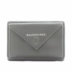 バレンシアガ BALENCIAGA ペーパー ミニウォレット 財布 三つ折り 小銭入れ ロゴ レザー チャコールグレー 391446 /AN20 ■OH