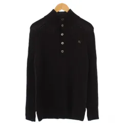 バーバリーブラックレーベル BURBERRY BLACK LABEL ニット セーター 長袖 ハイネック ロゴ刺繍 ウール 3 茶 /BM