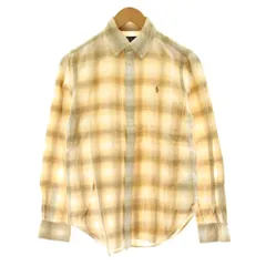 ラルフローレン RALPH LAUREN ボタンダウンシャツ カジュアルシャツ 長袖 チェック柄 ロゴ刺繍 S ベージュ 0200011420 /KU