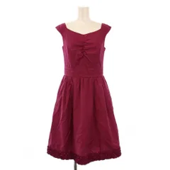 トッカ TOCCA フレアワンピース ミモレ ロング ノースリーブ Vネック フリル 0 紫 パープル /BB