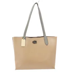 コーチ COACH ウィロウ ショルダーバッグ トートバッグ レザー ベージュ グレー /TK