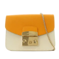 フルラ FURLA メトロポリス ショルダーバッグ チェーン レザー オレンジ 白 ホワイト /AN1