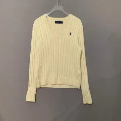 S POLO RALPH LAUREN レディース ケーブル編み Vネック ニット