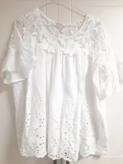 レース エンブロイダリー 白 ブラウス F