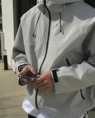 26ss フード ウィンドブレーカー アウター グレー XL 2XL 3XL サイズ 出品