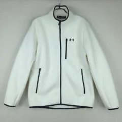 アンダーアーマー メンズ 白 ボア フリース ジップアップ ジャケット (M)
