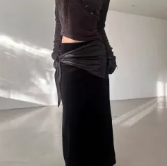 インナーミュート ブラック ツアーベルベット ラップ スカート ブラック