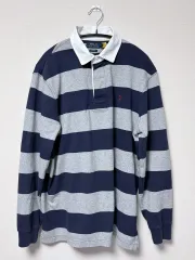 ポロ ラルフローレン ラグビー ストライプ カラーTシャツ ネイビー Classic フィット L 出品