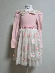 ピンク色 レース 花 装飾 キッズ ONE PIECE 130