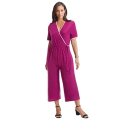 ジェシカロンドン レディース トップス ワンピース ワイドレッグ プラスサイズ クロップド ニット ジャンプスーツ Jessica London Womens Plusize Stretch Knit Cropped Wide Leg Jumpsuit Ras