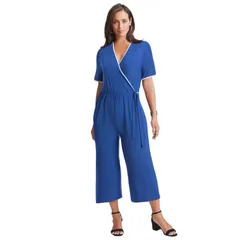 ジェシカロンドン レディース トップス ワンピース ワイドレッグ プラスサイズ クロップド ニット ジャンプスーツ Jessica London Womens Plusize Stretch Knit Cropped Wide Leg Jumpsuit Dar