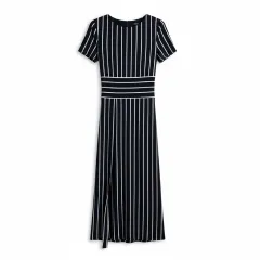 ラルフローレン ネイビー ストライプ 半袖 ロング ワンピース