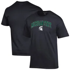 チャンピオン メンズ トップス Tシャツ ロゴ MensChampion Black Michigan State Spartans Arched Logo TShirt Msu Black ブラック