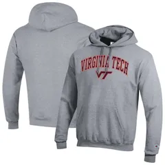 チャンピオン メンズ トップス Tシャツ ロゴ フリース パーカー MensChampion Heather Gray Virginia Techokies Arched Logo Fleece Pullover Hoodie Vat Grey グレー